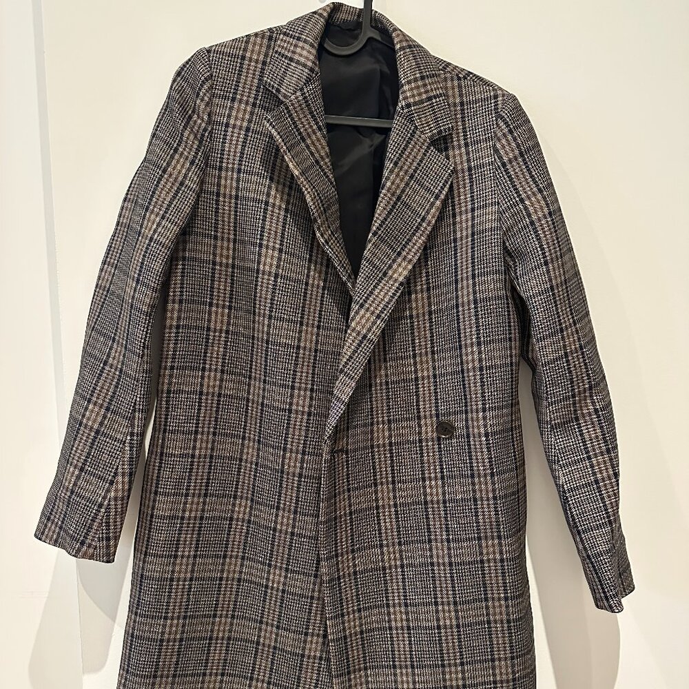 Cos Check Double-Breasted Wool Coat